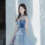 Chic / Beautiful Sky Blue Prom Dresses 2022 A-Line / Princess High Neck Beading Pearl Sequins Lace Flower Sleeveless Floor-Length / Long Formal Dresses