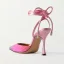 Sexy Pearl Pink Evening Party Womens Sandals 2023 Ankle Strap Bow 8 cm Stiletto Heels Pointed Toe Sandals High Heels