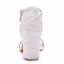 Sexy Blanche Été Perle En Dentelle Fleur Chaussure De Mariée 2022 7 cm Talons Aiguilles Peep Toes / Bout Ouvert Mariage Sandales Talons Hauts