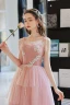 Chic / Beautiful Candy Pink Sequins Lace Flower Prom Dresses 2022 A-Line / Princess Spaghetti Straps Sleeveless Backless Floor-Length / Long Prom Formal Dresses