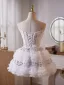 Sexy Charming White Beading Pearl Sequins Appliques Short Cocktail Party Evening Party Party Dresses 2025 Ball Gown Strapless Sleeveless Backless