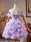 Charmant Lavendel Pailletten Applikationen Kurze Partykleider 2025 Ballkleid Off Shoulder Kurze Ärmel Rückenfreies Festliche Kleider