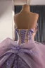 High-end Lilla Håndlavet Med Blonder Blomsten Perle Rhinestone Gallakjoler 2025 Balkjole Stropløs Ærmeløs Halterneck Sløjfe Cathedral Train