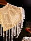 Sparkly Champagne Håndlaget Beading Perle Dusk Paljetter sjal 2025