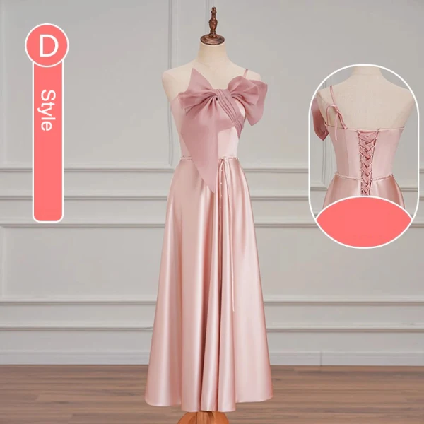 Simple Rose Bonbon Robe Demoiselle D'honneur 2023 Princesse Manches Courtes Dos Nu Longue Robe Demoiselle D'honneur