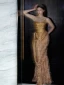 Fashion Gold Sequins Evening Dresses 2024 Trumpet / Mermaid Strapless Sleeveless Backless Floor-Length / Long Evening Party Formal Dresses
