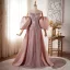 Luxe Rougissant Rose Faux Diamant Paillettes Robe De Bal 2026 Trompette / Sirène Bustier Gonflée Manches Courtes Dos Nu Train De Balayage Robe De Ceremonie