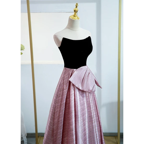 Chic / Beautiful Candy Pink Prom Dresses 2022 A-Line / Princess Strapless Sleeveless Backless Bow Floor-Length / Long Formal Dresses