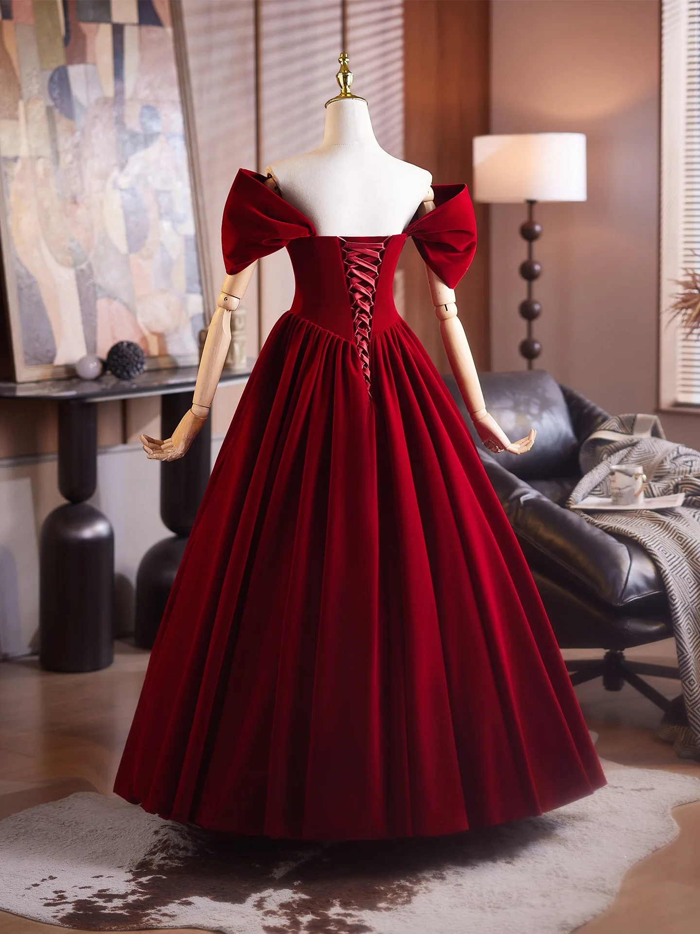 Vintage Retro Burgundy Velvet Prom Dresses 2025 A-Line Princess Off-The-Shoulder Short Vintage Retro Burgundy Velvet Prom Dresses 2025 A-Line Princess Off-The-Shoulder Short