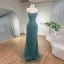 High-end Caramel Handmade  Beading Sequins Prom Dresses 2024 Trumpet / Mermaid High Neck Sleeveless Backless Sweep Train Prom Formal Dresses