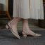 Charming Pool Blue Rivet Evening Party Womens Sandals 2022 Leather 3 cm Low Heel Thick Heels Pointed Toe Womens Shoes