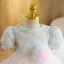 Chic / Beautiful Multi-Colors Birthday Flower Girl Dresses 2022 Ball Gown Scoop Neck Appliques Short Sleeve Short Flower Girl Dresses