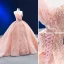 Luxury / Gorgeous Blushing Pink Beading Pearl Sequins Wedding Dresses 2023 Ball Gown Ruffle Spaghetti Straps Sleeveless Backless Royal Train Wedding