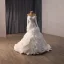 Haut de Gamme Charmant Blanche Volants en Cascade Perlage Paillettes En Dentelle Fleur Robe De Mariée 2026 Trompette / Sirène De l'épaule Manches Longues Dos Nu Tribunal Train