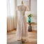 Chinese style White Lace Flower Prom Dresses 2023 A-Line / Princess High Neck Pearl Bow Short Sleeve Backless Tea-length Prom Formal Dresses