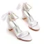 Charmant Blanche Perle Bride Cheville Noeud Sandales Femme 2023 7 cm Talons Épais À Bout Pointu Chaussure De Mariée