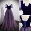 Elegant Purple Sequins Prom Dresses 2022 A-Line / Princess Square Neckline Short Sleeve Backless Floor-Length / Long Prom Formal Dresses
