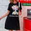 Lovely Women Black Casual Short Dresses 2021 Printing Cotton Loose Scoop Neck Summer Short Sleeve T-shirt