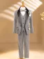Fall Winter Grey Glitter 6-piece Long Sleeve Boys Wedding Suits 2025 Body Jewellery Coat Necklace Pants Shirt Tie Vest