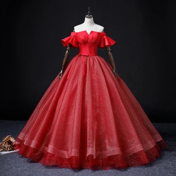 Elegant Red Spotted Prom Dresses 2022 Ball Gown Off The Shoulder Bell Sleeves Backless Bow Sash Floor Length Long Formal Dresses