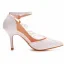 Elegant White Lace Flower Wedding Shoes 2023 Wedding Ankle Strap 8 cm Stiletto Heels Pointed Toe Wedding Shoes High Heels