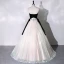 Elegant Black Prom Dresses 2023 A-Line / Princess Strapless Sleeveless Backless Bow Sash Floor-Length / Long Prom Formal Dresses