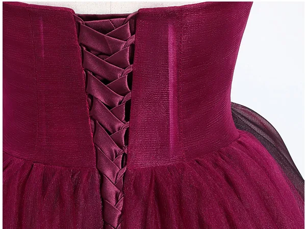 Elegant Burgundy Prom Dresses 2024 Ball Gown Strapless Sleeveless Backless Tulle Prom Floor-Length / Long Formal Dresses