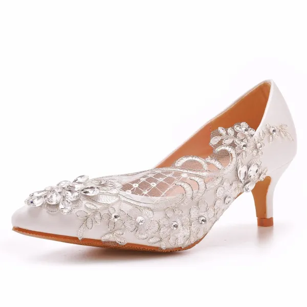 Stiletto Heels With Lace & Flowers & Rhinestones Stiletto Heels With Lace & Flowers & Rhinestones