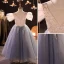 Chic / Beautiful Sky Blue Sequins Flower Girl Dresses 2022 A-Line / Princess Scoop Neck Puffy Short Sleeve Floor-Length / Long Prom Flower Girl Dresses