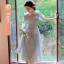 Modest / Simple Grey Bridesmaid Dresses 2022 A-Line / Princess Short Sleeve Backless Floor-Length / Long Bridesmaid Wedding Party Dresses
