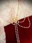 Elegant Burgundy Beading Pearl Lace Flower Velvet Prom Dresses 2024 A-Line / Princess High Neck Long Sleeve Backless Floor-Length / Long Prom Formal Dresses