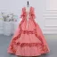 Vintage / Retro Medieval Champagne Lace Flower Ruffle Prom Dresses 2025 Ball Gown Square Neckline Bat Sleeve Backless Floor-Length / Long Formal Dresses