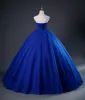 Vintage / Retro Royal Blue Beading Prom Dresses 2023 Ball Gown Strapless Sleeveless Backless Floor-Length / Long Prom Formal Dresses