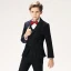 Classic 5-piece Stripe Black Long Sleeve Boys Wedding Suits 2022 Coat Pants Shirt Tie Vest Wedding