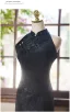 Chinese style Vintage / Retro Navy Blue Printing Evening Party Cheongsam 2025 Trumpet / Mermaid High Neck Sleeveless Tea-length Cheongsam / Qipao