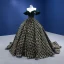 Scintillantes Vert Foncé Perlage Paillettes Daim Robe De Bal 2022 Robe Boule De l'épaule Manches Courtes Dos Nu Chapel Train Promo Robe De Ceremonie