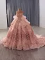 Luxury / Gorgeous Blushing Pink Beading Appliques Pearl Sequins Prom Dresses 2025 Ball Gown Strapless Sleeveless Backless Floor-Length / Long Prom Formal Dresses