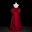 Chic / Beautiful Burgundy Satin Prom Dresses 2023 A-Line / Princess Strapless Short Sleeve Backless Bow Floor-Length / Long Prom Formal Dresses