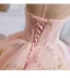 Flower Fairy Blushing Pink Appliques Prom Dresses 2025 Ball Gown Strapless Sleeveless Backless Sweep Train Formal Dresses