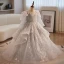 Vintage / Retro Grey Beading Pearl Sequins Cascading Ruffles Flower Girl Dresses 2024 Ball Gown Birthday Scoop Neck Long Sleeve Backless Floor-Length / Long