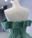 High-end Sage Green Beading Prom Dresses 2024 Ball Gown Off-The-Shoulder Sleeveless Backless Floor-Length / Long Prom Formal Dresses