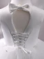 Modest / Simple White Short Birthday Flower Girl Dresses 2024 Ball Gown Scoop Neck Sleeveless Backless Bow