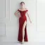 Chic / Beautiful White Split Front Evening Dresses 2024 Trumpet / Mermaid Off-The-Shoulder Sleeveless Backless Floor-Length / Long Evening Party Formal Dresses
