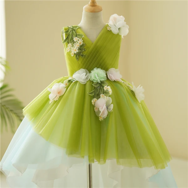 Bridesmaid Dress Mint Green Dress For Little Girl Flower Fairy Sage Green  Lace Flower Appliques Asymmetrical Flower Girl Dresses 2024 Ball