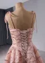 Haut de Gamme Rougissant Rose Fait main Perlage Paillettes Robe De Bal 2024 Princesse Bretelles Spaghetti Sans Manches Dos Nu Train De Balayage Promo Robe De Ceremonie