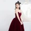 Vintage / Retro Black Velour Homecoming Little Black Dress Graduation Dresses 2022 A-Line / Princess Spaghetti Straps Pearl Sleeveless Backless Suede Floor-Length / Long Formal Dresses