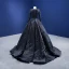 Vintage / Retro High-end Black Handmade  Beading Sequins Prom Dresses 2022 Ball Gown Scoop Neck Long Sleeve Sweep Train Formal Dresses