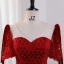 Elegant Burgundy Glitter Beading Sequins Prom Dresses 2023 Ball Gown V-Neck Short Sleeve Backless Bow Sash Prom Floor-Length / Long Formal Dresses