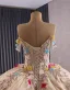 Luxury / Gorgeous Champagne Handmade  Rhinestone Appliques Sequins Prom Dresses 2025 Ball Gown Off-The-Shoulder Short Sleeve Backless Court Train Formal Dresses