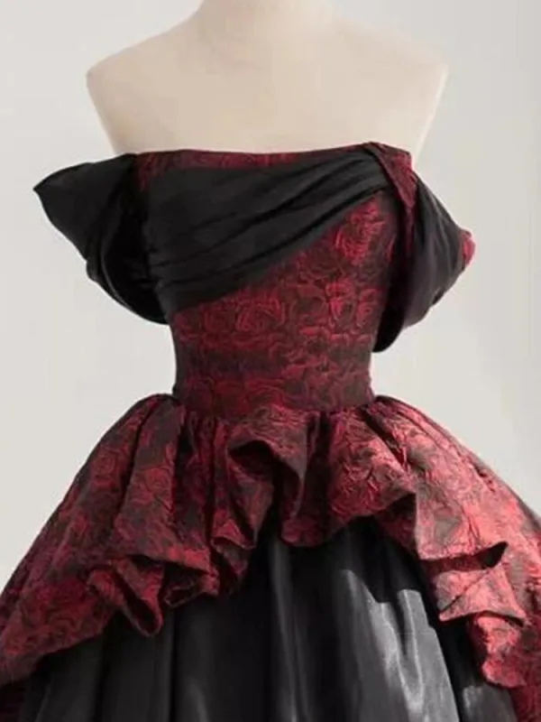 Vintage Zwarte Het Drukken Galajurken 2025 Baljurk Strapless Mouwloos Ruglooze Lange Gala Gelegenheid Jurken